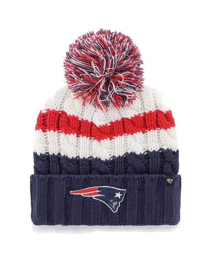 Женская белая вязаная шапка New England Patriots Ashfield с манжетами и помпоном '47 Brand, белый 
Женская белая вязаная шапка New England Patriots Ashfield с манжетами и помпоном '47 Brand, белый