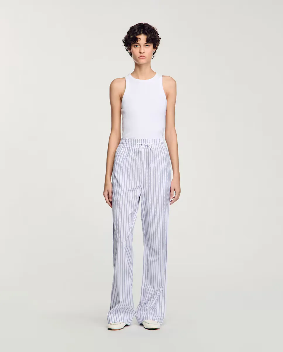 Женские прямые брюки в полоску с блестками Sandro, белый
Женские прямые брюки в полоску с блестками Sandro, белый