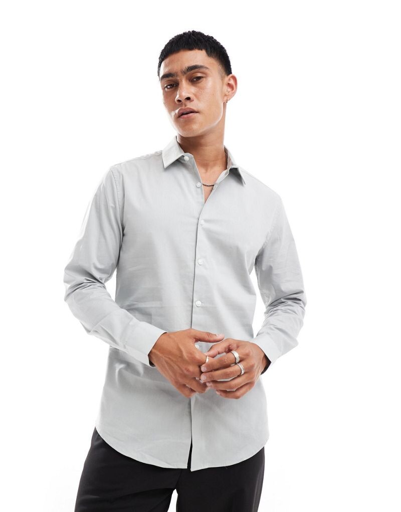 Серая рабочая рубашка узкого кроя стрейч ASOS DESIGN
Серая рабочая рубашка узкого кроя стрейч ASOS DESIGN