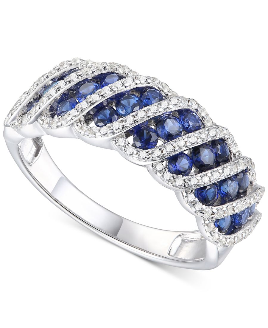 Кольцо с диагональным рядом камней, украшенное искусственно выращенным рубином (1 карат) и искусственно выращенным белым сапфиром (3/8 карата), из стерлингового серебра с покрытием из 14-каратного золота Macy's, Sapphire
Кольцо с диагональным рядом камней, украшенное искусственно выращенным рубином (1 карат) и искусственно выращенным белым сапфиром (3/8 карата), из стерлингового серебра с покрытием из 14-каратного золота Macy's, Sapphire