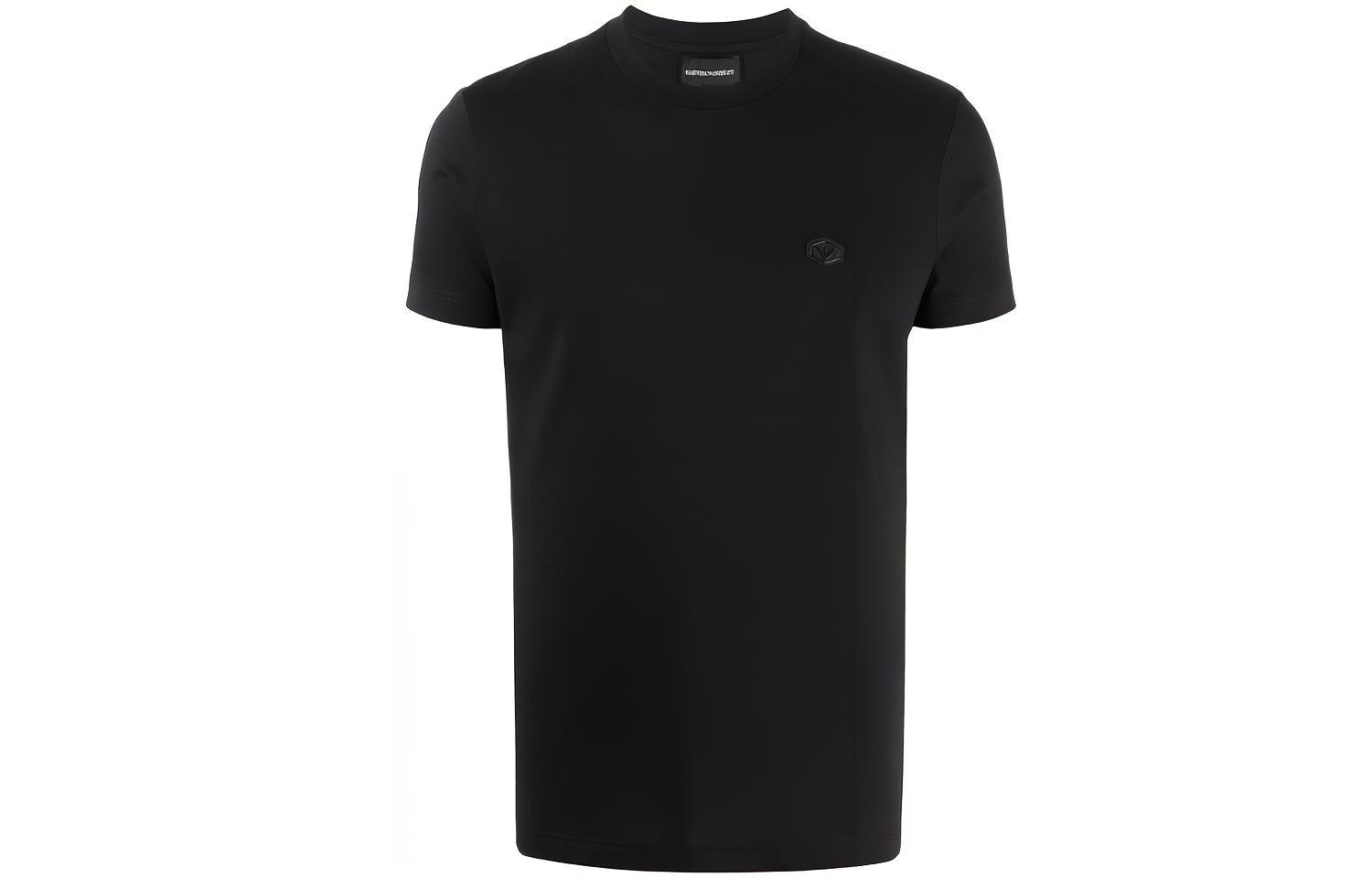 Футболка с логотипом на груди EMPORIO ARMANI, черная 
Футболка с логотипом на груди EMPORIO ARMANI, черная