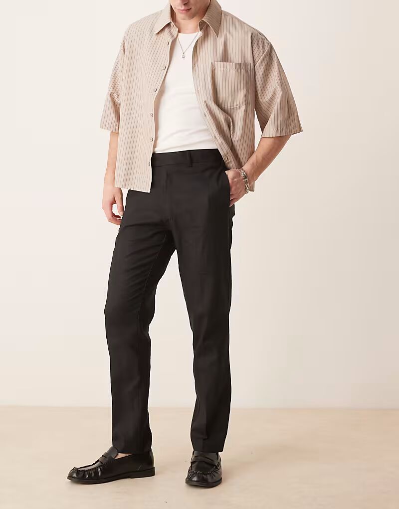 Узкие брюки из льняной смеси черного цвета Asos Design
Узкие брюки из льняной смеси черного цвета Asos Design