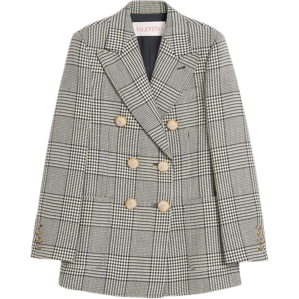 Двубортный клетчатый блейзер Valentino, черный белый
Двубортный клетчатый блейзер Valentino, черный белый