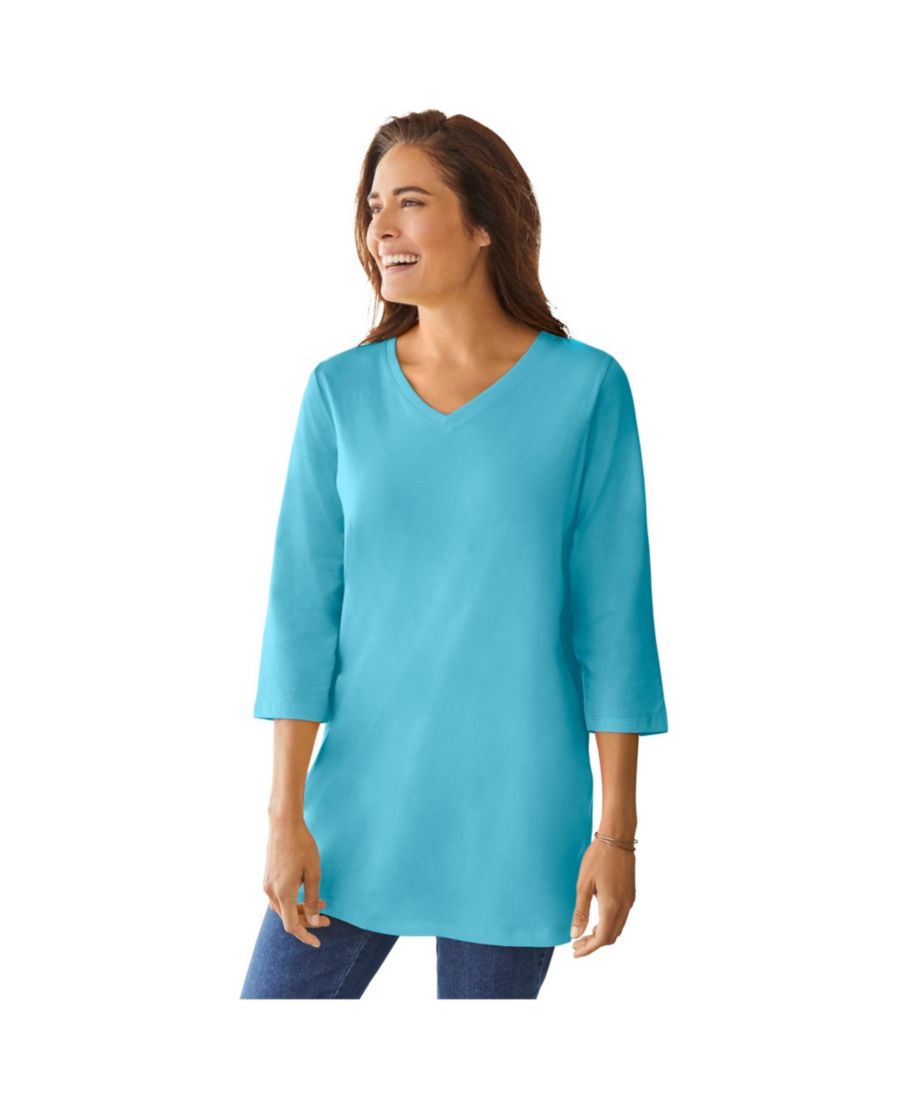 Туника больших размеров с рукавами три четверти и V-образным вырезом Woman Within, Pretty turquoise
Туника больших размеров с рукавами три четверти и V-образным вырезом Woman Within, Pretty turquoise