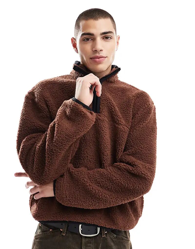 Свободный свободный свитшот с застежкой-молнией на половину длины, светло-коричневый ASOS DESIGN 
Свободный свободный свитшот с застежкой-молнией на половину длины, светло-коричневый ASOS DESIGN