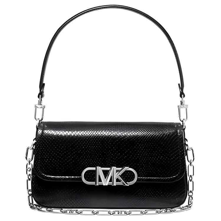 Паркер С принтом змеиной кожи Тисненая кожаная сумка через плечо Среднего размера Женская черная Майкл Корс 
Паркер С принтом змеиной кожи Тисненая кожаная сумка через плечо Среднего размера Женская черная Майкл Корс