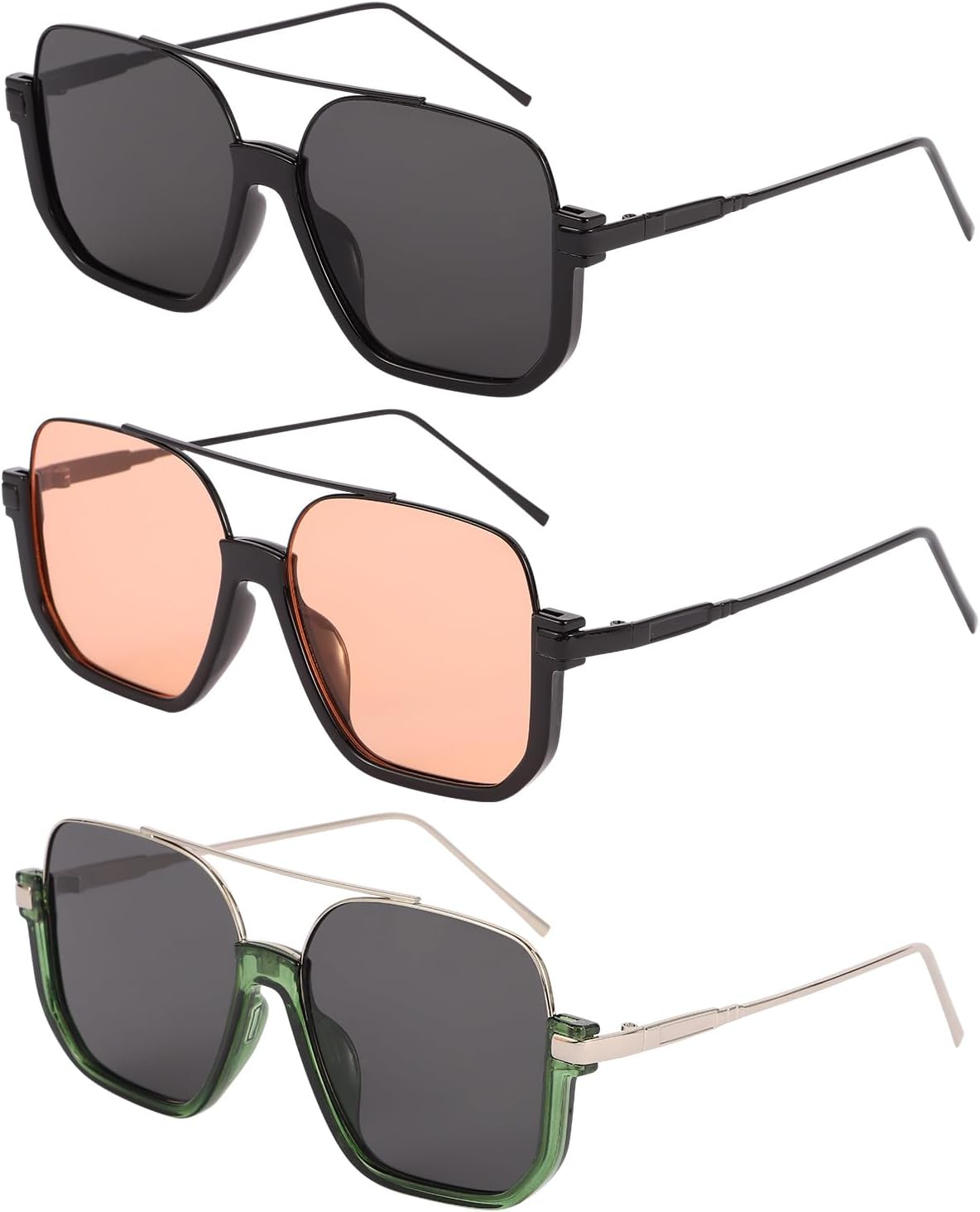 3 пары ретро-солнцезащитных очков большого размера для женщин и мужчин, винтажные квадратные солнцезащитные очки 70-х годов, модные солнцезащитные очки для дальнобойщиков ANLIOTO, Black
3 пары ретро-солнцезащитных очков большого размера для женщин и мужчин, винтажные квадратные солнцезащитные очки 70-х годов, модные солнцезащитные очки для дальнобойщиков ANLIOTO, Black