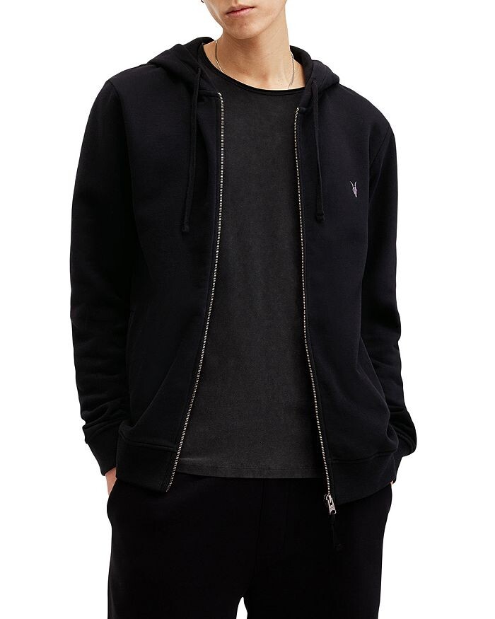 ALLSAINTS Хлопковая толстовка с капюшоном на молнии ворона, черный
ALLSAINTS Хлопковая толстовка с капюшоном на молнии ворона, черный
