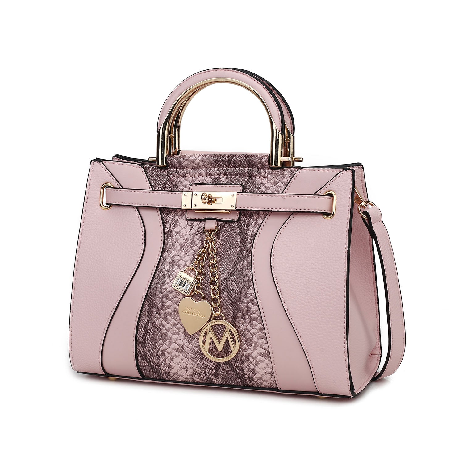 Женская сумка-портфель из веганской кожи с тиснением под кожу змеи Cassia от Mia K MKF, розовый 
Женская сумка-портфель из веганской кожи с тиснением под кожу змеи Cassia от Mia K MKF, розовый