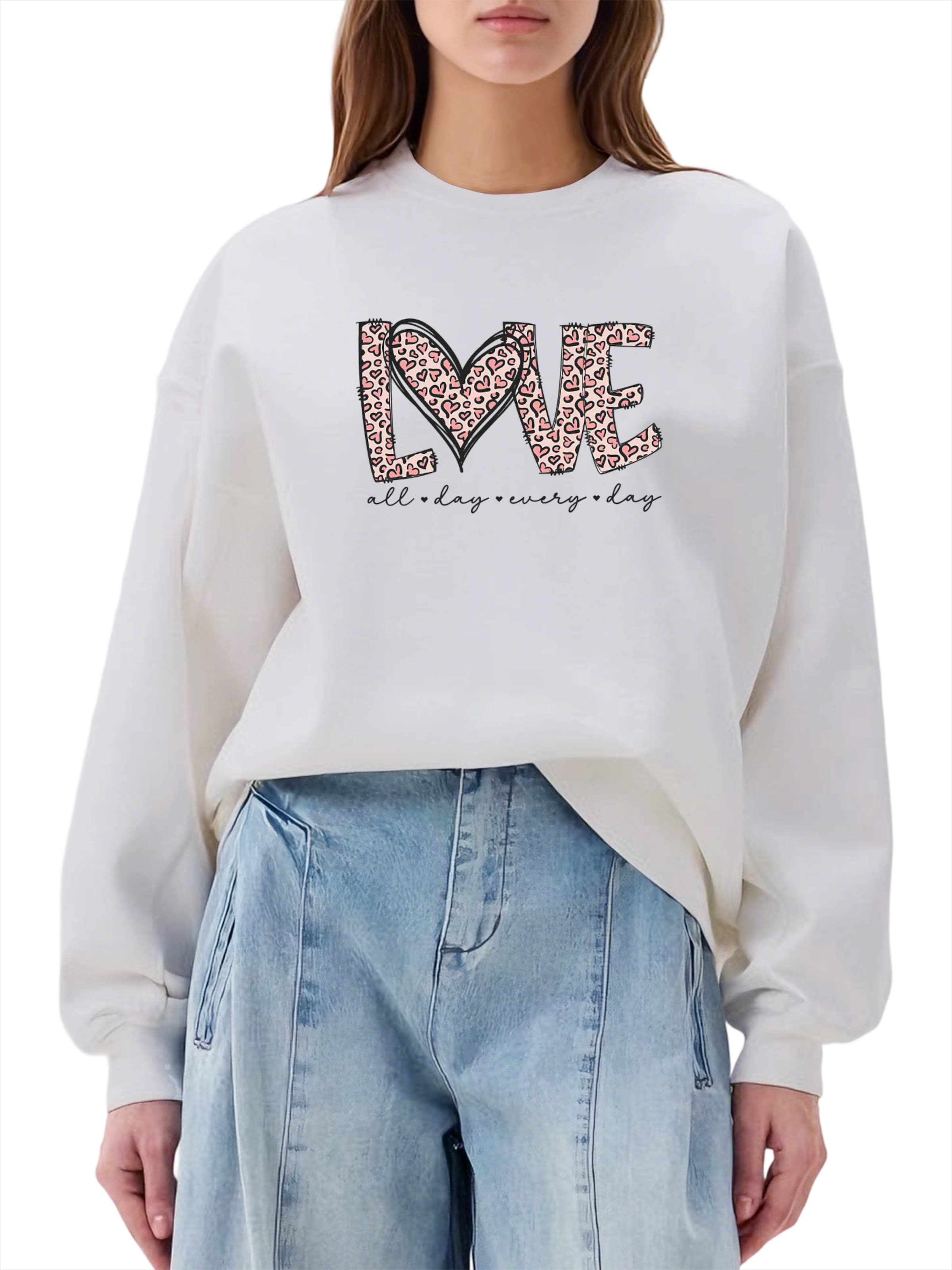 GORHEY Свитшот 'Женский пуловер с леопардовым принтом в виде сердца, свободный флисовый пуловер для осени/зимы' в белом цвете, Коричневый, GORHEY Свитшот 'Женский пуловер с леопардовым принтом в виде сердца, свободный флисовый пуловер для осени/зимы' в бе
GORHEY Свитшот 'Женский пуловер с леопардовым принтом в виде сердца, свободный флисовый пуловер для осени/зимы' в белом цвете, Коричневый, GORHEY Свитшот 'Женский пуловер с леопардовым принтом в виде сердца, свободный флисовый пуловер для осени/зимы' в бе