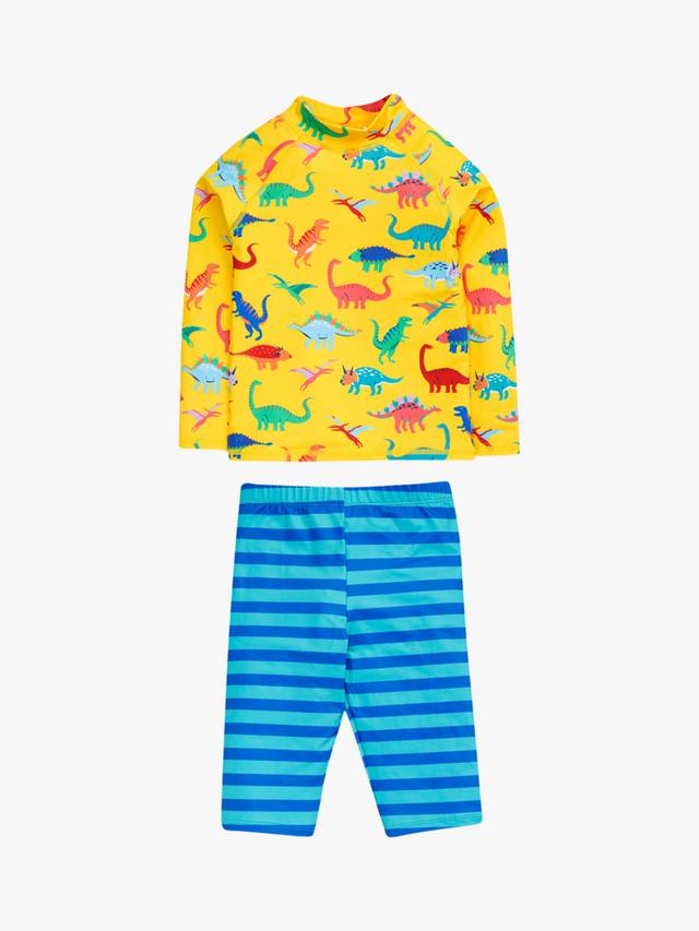 Детский защитный от солнца комплект с динозаврами и полосками: лонгслив и шорты Frugi, Yellow/Blue
Детский защитный от солнца комплект с динозаврами и полосками: лонгслив и шорты Frugi, Yellow/Blue