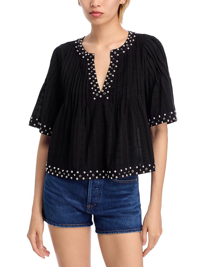 Топ с декоративными заклепками и защипами - эксклюзив AQUA, черный
Топ с декоративными заклепками и защипами - эксклюзив AQUA, черный