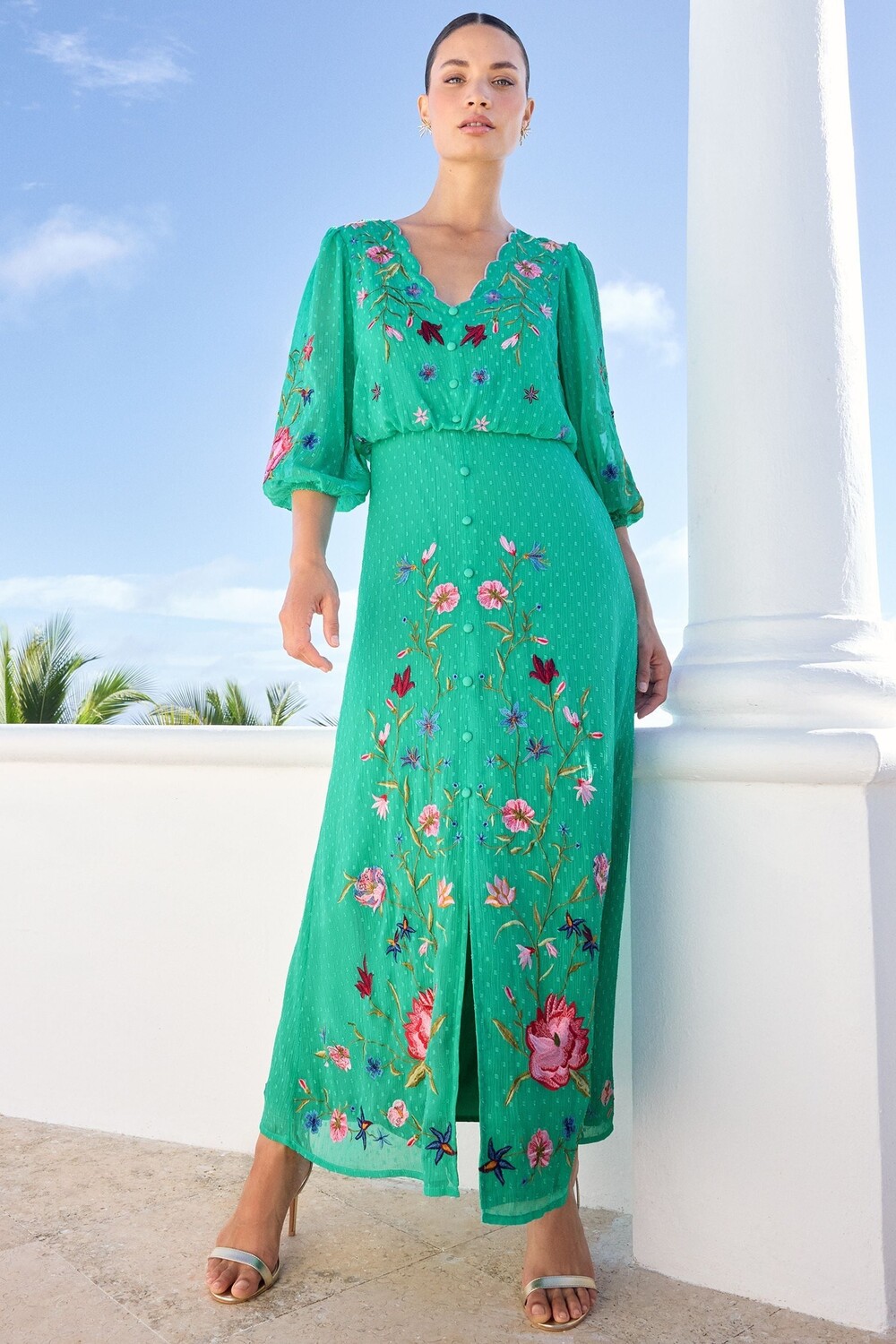 Виктория и Альберта | платье добби миди d с вышитым вырезом и фестонами Love & Roses, зеленый
Виктория и Альберта | платье добби миди d с вышитым вырезом и фестонами Love & Roses, зеленый