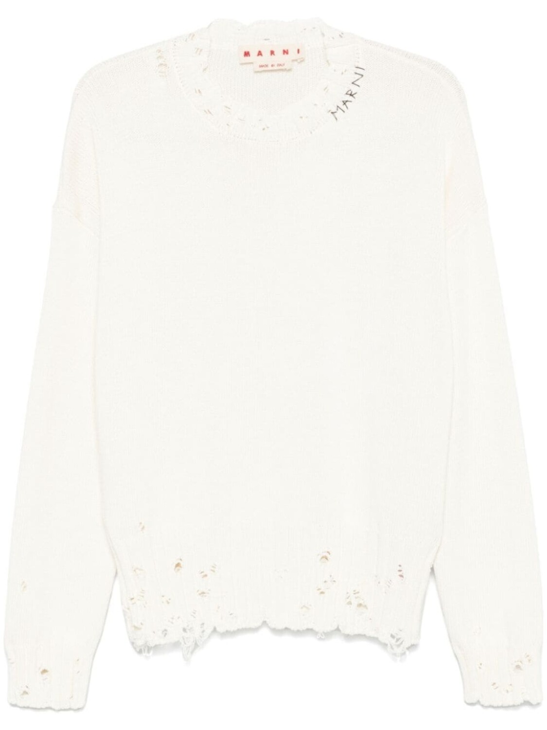 Свитер Marni с круглым вырезом и перекрученной горловиной, белый
Свитер Marni с круглым вырезом и перекрученной горловиной, белый