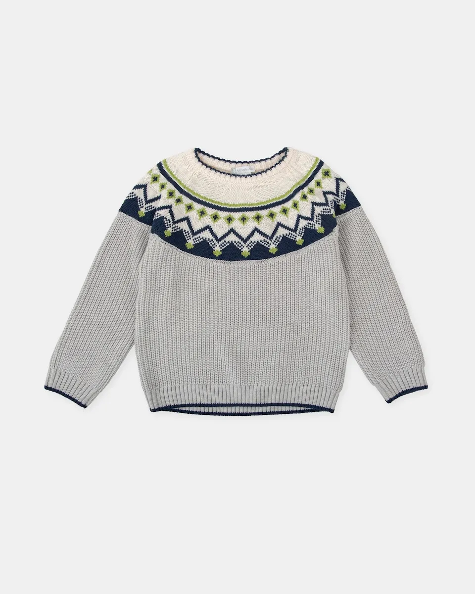 Вязаный детский джемпер серого цвета с узором Tutto Piccolo
Вязаный детский джемпер серого цвета с узором Tutto Piccolo