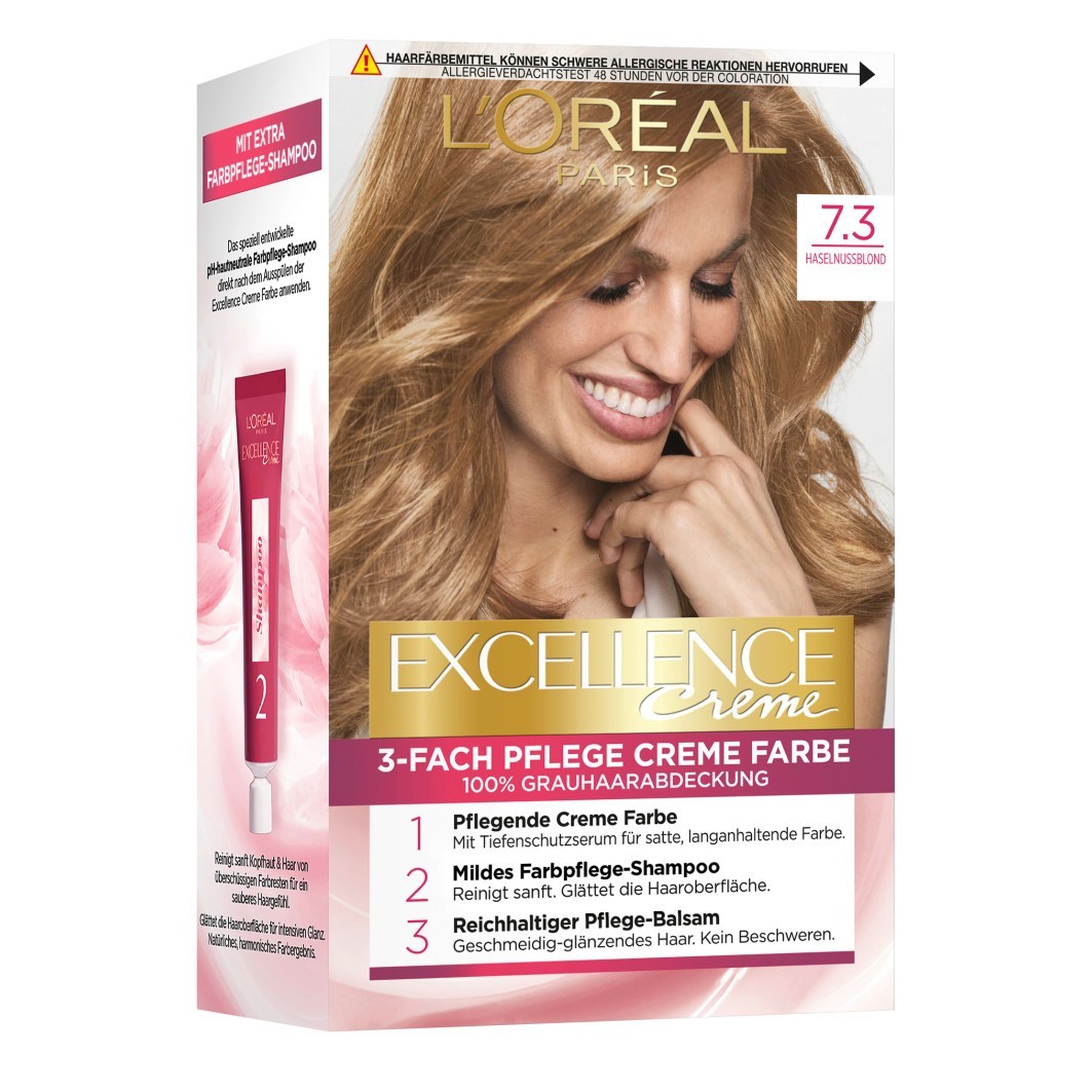 Краска для волос excellence crème Loreal Paris, nr. 7.3 - haselnussblond, количество 1 шт.
Краска для волос excellence crème Loreal Paris, nr. 7.3 - haselnussblond, количество 1 шт.