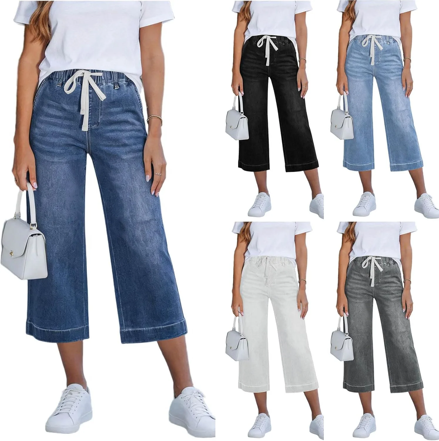 Женские капри с широкими штанинами, деним, на резинке, летние, с карманами PVKARHG
Женские капри с широкими штанинами, деним, на резинке, летние, с карманами PVKARHG