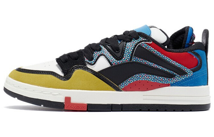 Кроссовки для скейтбординга Wave мужские с низким верхом, черные/красные/желтые Lining, Черный, Кроссовки для скейтбординга Wave мужские с низким верхом, черные/красные/желтые Lining