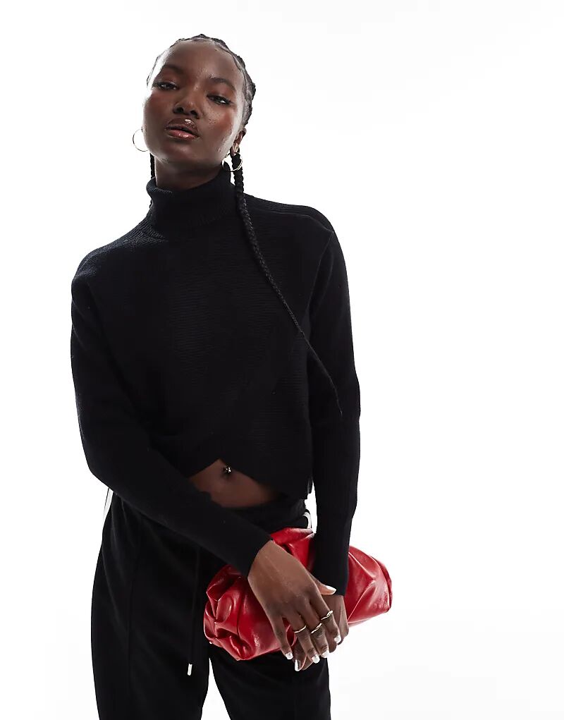 Джемпер с воротником-стойкой и запахом спереди черного цвета Morgan 
Джемпер с воротником-стойкой и запахом спереди черного цвета Morgan