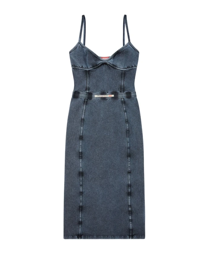 Платье из угольно-серого денима с V-образным вырезом Diesel, синий
Платье из угольно-серого денима с V-образным вырезом Diesel, синий
