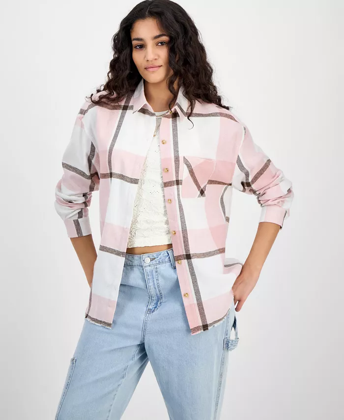 Женская клетчатая рубашка с рваным краем Girlfriend для подростков Just Polly, розовый 
Женская клетчатая рубашка с рваным краем Girlfriend для подростков Just Polly, розовый