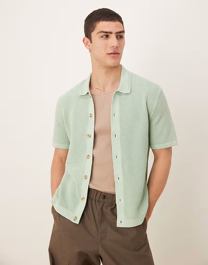 Вязаная крючком рубашка Abercrombie & Fitch мятно-зеленого цвета
Вязаная крючком рубашка Abercrombie & Fitch мятно-зеленого цвета