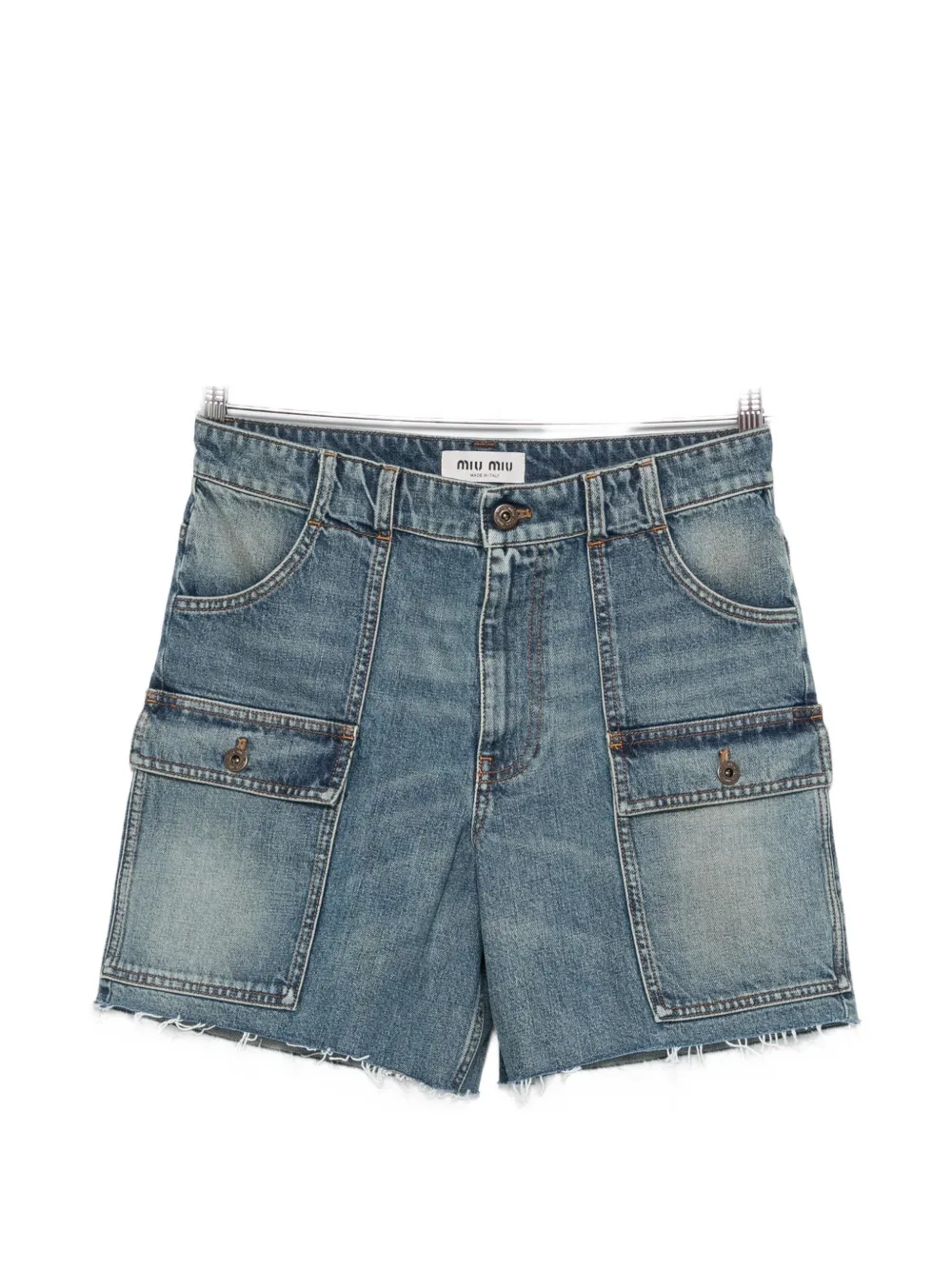 Джинсовые шорты с накладными карманами Miu Miu, синий
Джинсовые шорты с накладными карманами Miu Miu, синий