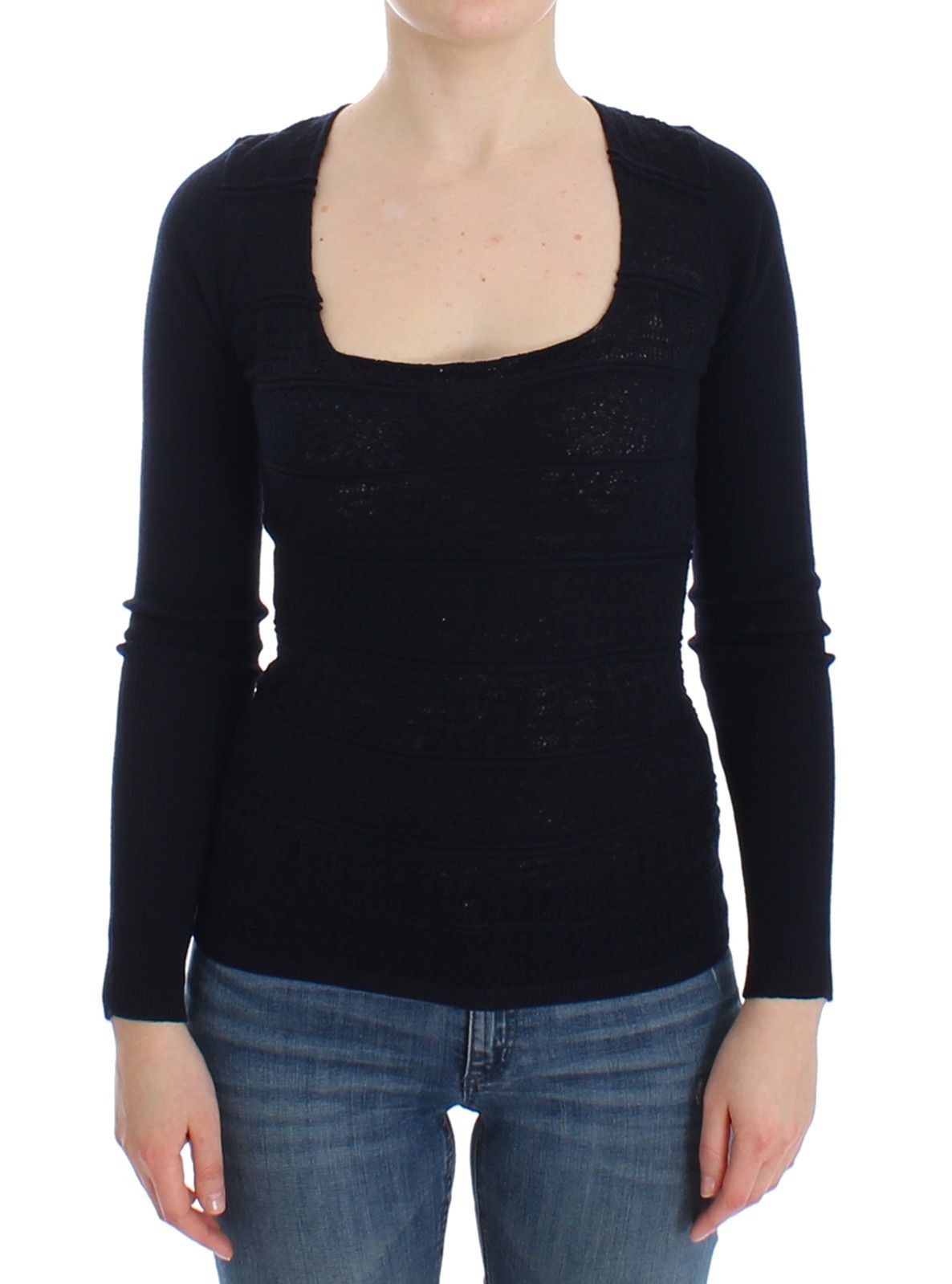 Ermanno Scervino трикотажный шерстяной эластичный свитер женский топ, синий
Ermanno Scervino трикотажный шерстяной эластичный свитер женский топ, синий