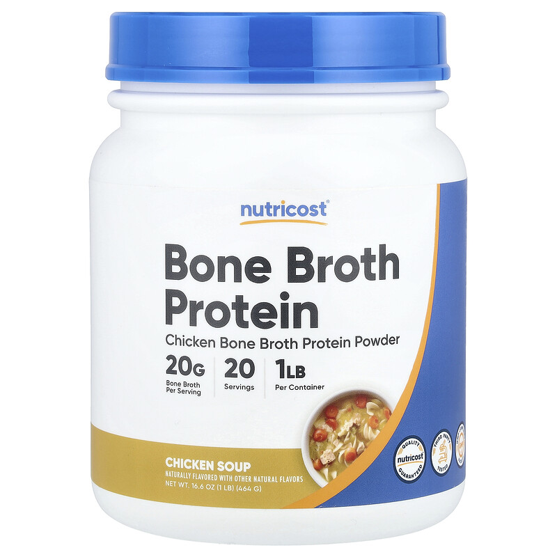 Nutricost, Bone Broth Protein, куриный суп, 464 г (1 фунт)
Nutricost, Bone Broth Protein, куриный суп, 464 г (1 фунт)