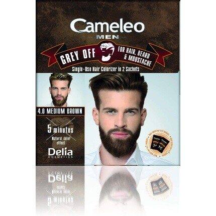 Крем-краска для мужчин, средний коричневый — упаковка из 2 пакетиков для волос, бороды и усов, Cameleo
Крем-краска для мужчин, средний коричневый — упаковка из 2 пакетиков для волос, бороды и усов, Cameleo