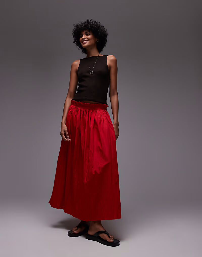 Юбка-солнце Topshop из жатого хлопка, выстиранная, красного цвета
Юбка-солнце Topshop из жатого хлопка, выстиранная, красного цвета