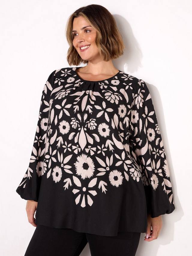 Изогнутый графический топ с цветочным рисунком Live Unlimited, черный/разноцветный
Изогнутый графический топ с цветочным рисунком Live Unlimited, черный/разноцветный