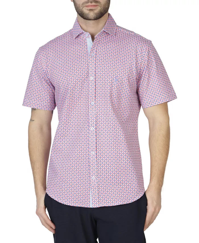 Мужская ретро-рубашка с геометрическим узором и коротким рукавом Tailorbyrd, розовый
Мужская ретро-рубашка с геометрическим узором и коротким рукавом Tailorbyrd, розовый