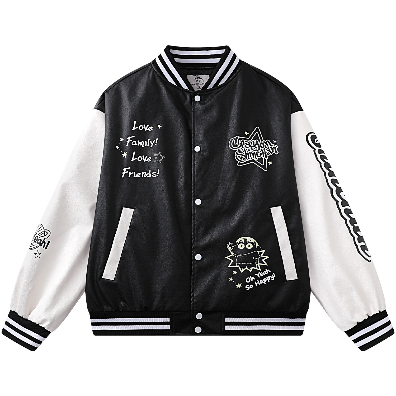 Бейсбольная куртка унисекс Crayon Shinchan/Crayon Shinchan, ЧерныйИскусственная кожа
Бейсбольная куртка унисекс Crayon Shinchan/Crayon Shinchan, ЧерныйИскусственная кожа