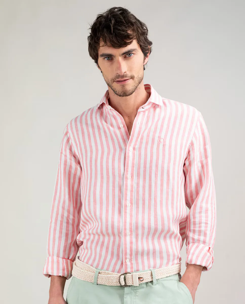 Мужская льняная рубашка в полоску Kodak El Ganso, розовый
Мужская льняная рубашка в полоску Kodak El Ganso, розовый
