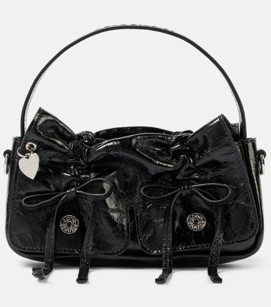 Сумка через плечо из кожи с множеством карманов Acne Studios, черный 
Сумка через плечо из кожи с множеством карманов Acne Studios, черный