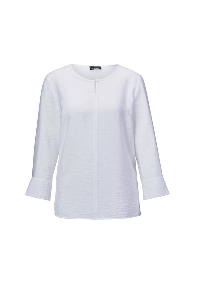 Короткий размер: блузка с круглым вырезом из структурированной вискозной смеси. Goldner, белый
Короткий размер: блузка с круглым вырезом из структурированной вискозной смеси. Goldner, белый