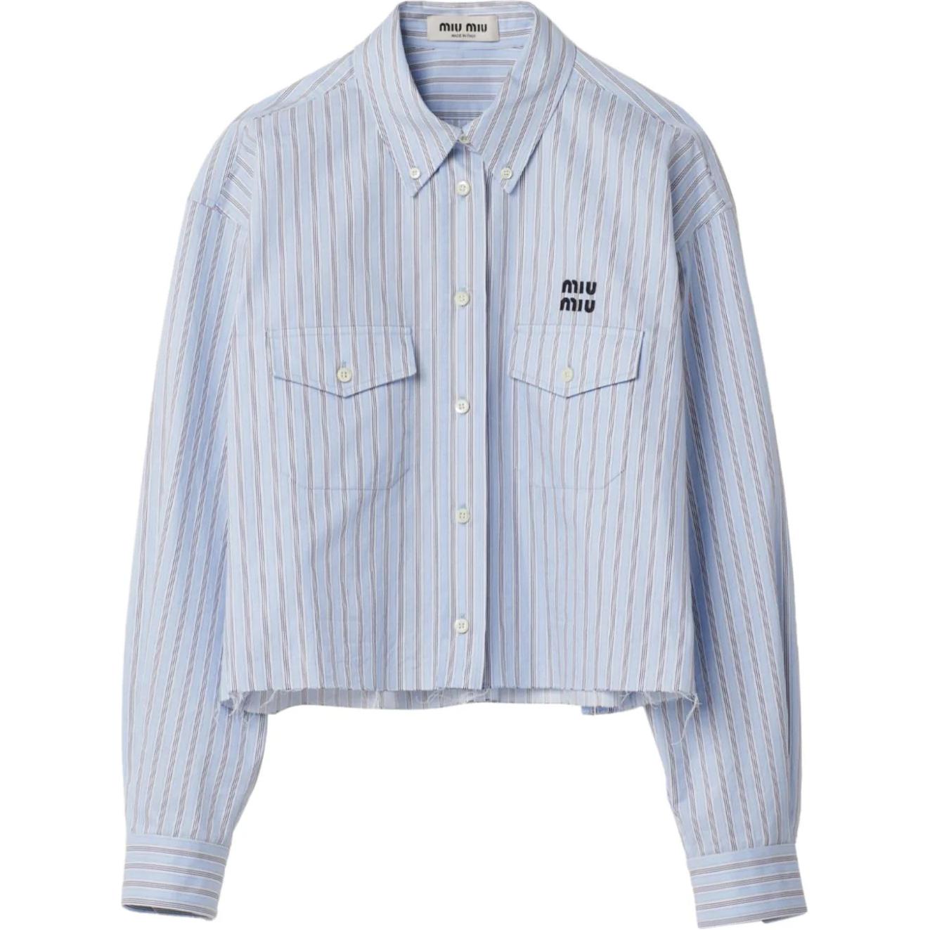 Полосатая хлопковая рубашка MIU MIU, синяя
Полосатая хлопковая рубашка MIU MIU, синяя