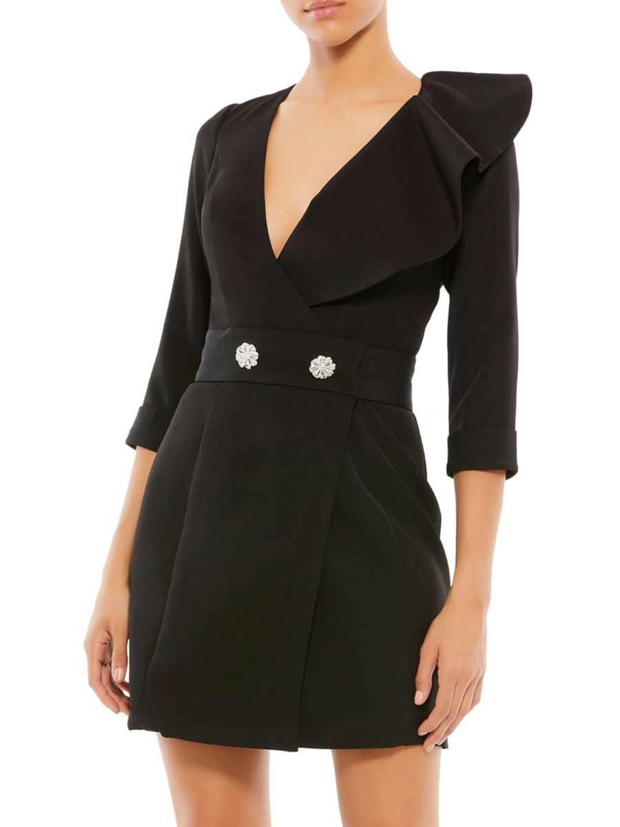 Мини-платье-смокинг с оборками Mac Duggal, черный
Мини-платье-смокинг с оборками Mac Duggal, черный