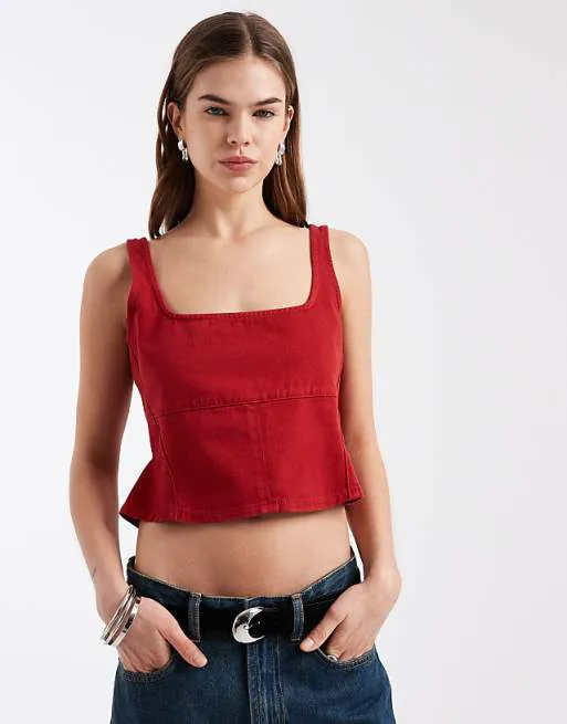 Красный корсетный топ со швами ASOS DESIGN
Красный корсетный топ со швами ASOS DESIGN