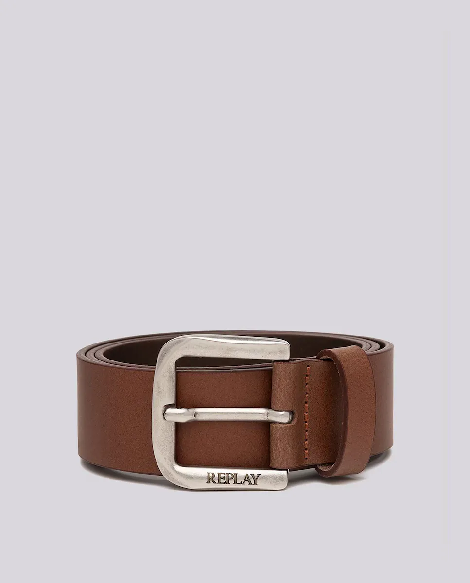 Мужской кожаный ремень с пряжкой с логотипом Replay, коричневый
Мужской кожаный ремень с пряжкой с логотипом Replay, коричневый