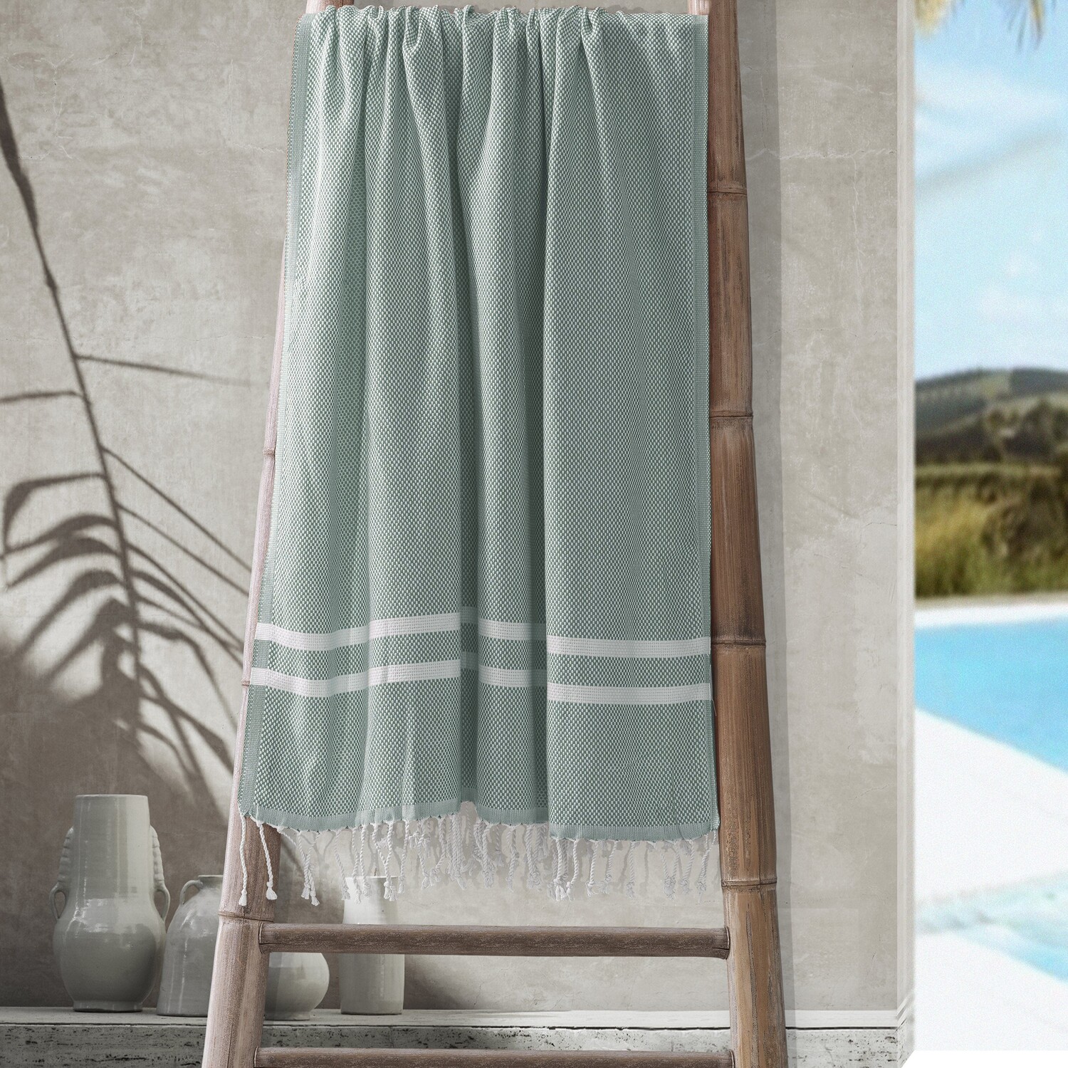 Пляжное полотенце Fouta, сплошной цвет из чистого хлопка - Пуэрто-Рико Marinette Saint-Tropez, цвет Turchese
Пляжное полотенце Fouta, сплошной цвет из чистого хлопка - Пуэрто-Рико Marinette Saint-Tropez, цвет Turchese