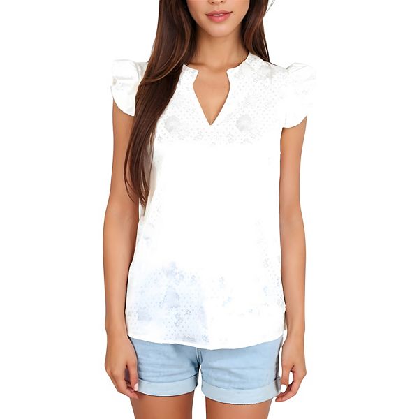 Женская блуза с цветочным жаккардом, рюшами на рукавах и v-образным вырезом для повседневных образов Anna-Kaci, White
Женская блуза с цветочным жаккардом, рюшами на рукавах и v-образным вырезом для повседневных образов Anna-Kaci, White