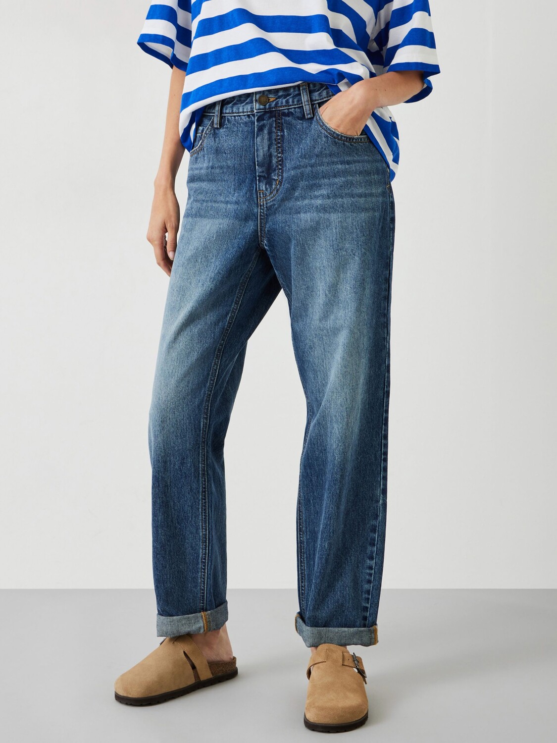 Джинсы-бойфренды средней плотности HUSH, винтажный синий 
Джинсы-бойфренды средней плотности HUSH, винтажный синий