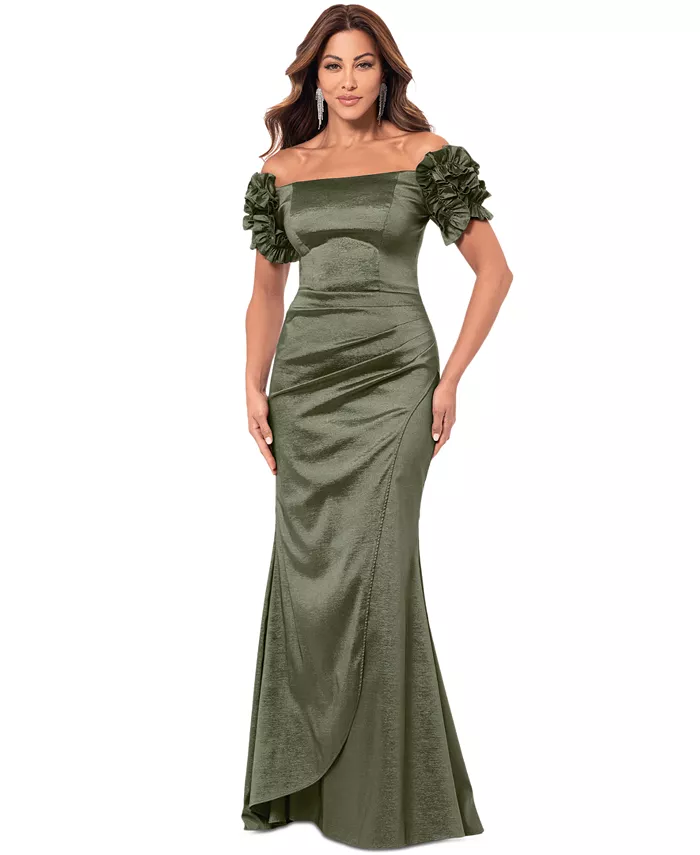 Женское платье с открытыми плечами и рукавами с цветочным принтом XSCAPE, зеленый
Женское платье с открытыми плечами и рукавами с цветочным принтом XSCAPE, зеленый