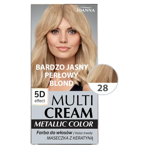 Краска для волос 28 очень светлый жемчужный блондин, 1 упаковка. Joanna Multi cream metallic color, цвет 28 bardzo jasny perłowy blond
Краска для волос 28 очень светлый жемчужный блондин, 1 упаковка. Joanna Multi cream metallic color, цвет 28 bardzo jasny perłowy blond