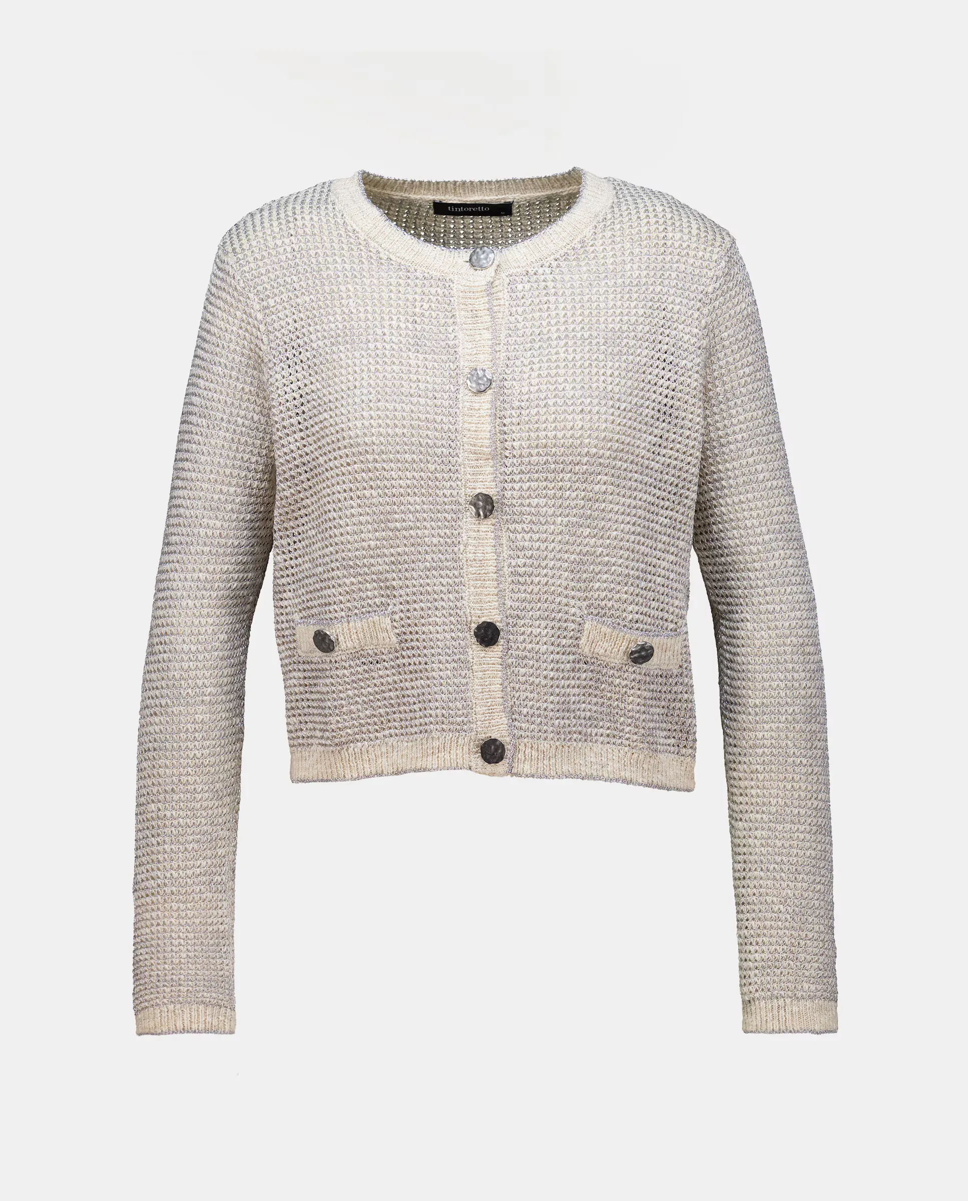Женский кардиган с люрексом Tintoretto, цвет Plata vieja
Женский кардиган с люрексом Tintoretto, цвет Plata vieja