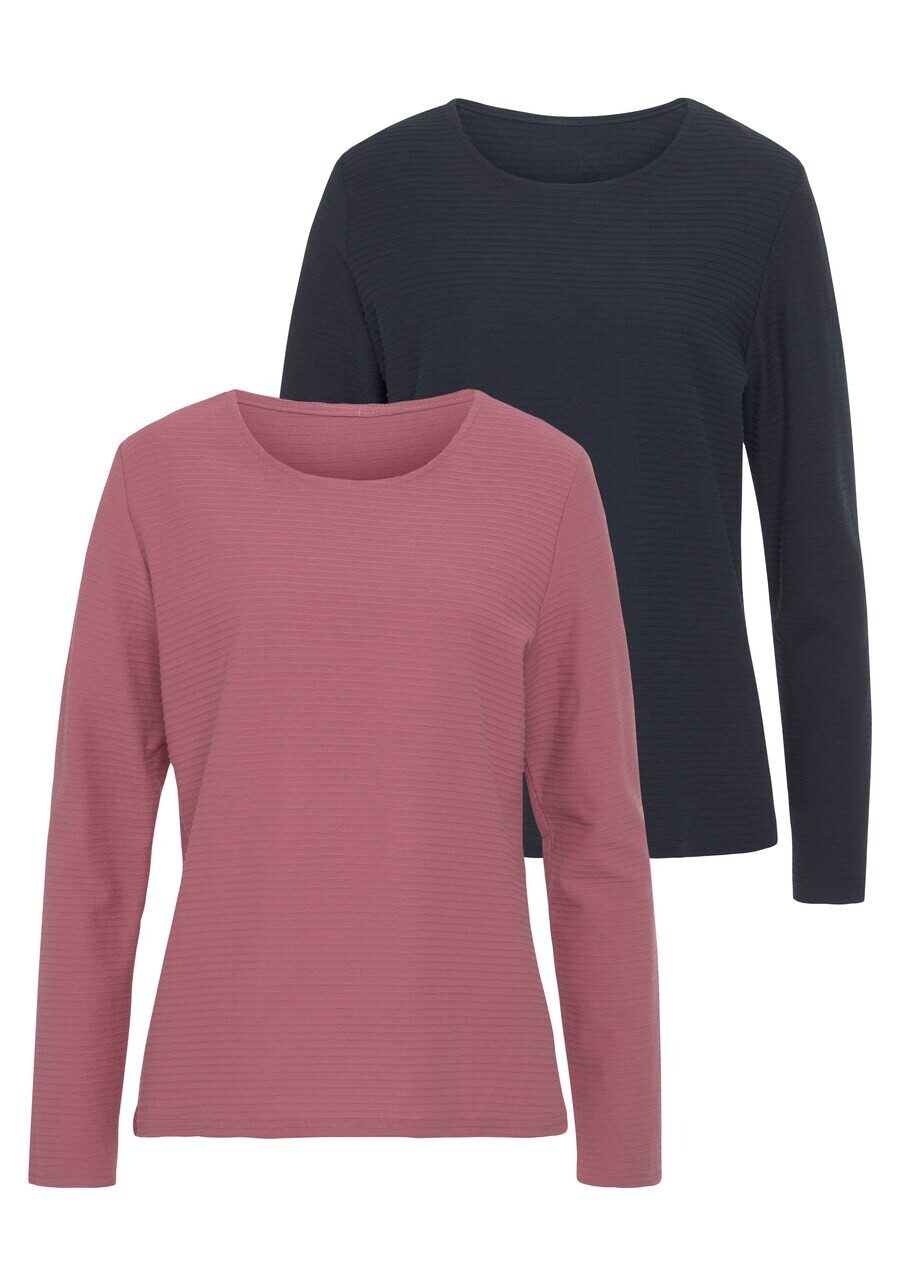Лонгслив LASCANA Shirt, цвет navy/pastel pink 
Лонгслив LASCANA Shirt, цвет navy/pastel pink