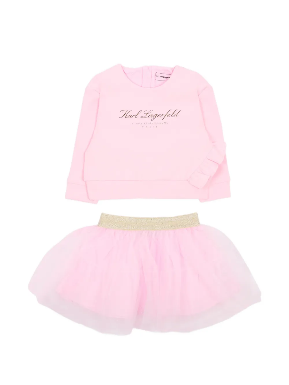 Комплект из топа и юбки с оборками Karl Lagerfeld Kids, розовый
Комплект из топа и юбки с оборками Karl Lagerfeld Kids, розовый
