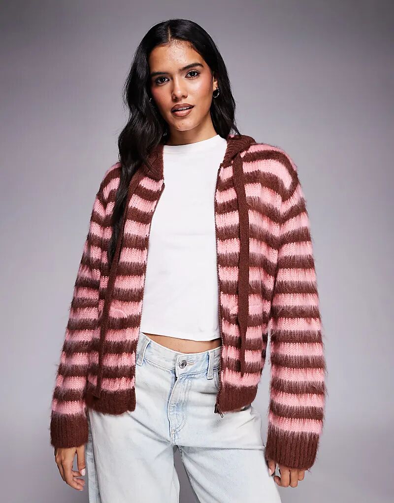 Пушистый вязаный джемпер с капюшоном Kiwi & Co Brownie Blush в коричнево-розовую полоску
Пушистый вязаный джемпер с капюшоном Kiwi & Co Brownie Blush в коричнево-розовую полоску